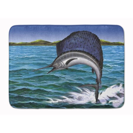 Carolines Treasures Blue Marlin Machine Washable Memory Foam Mat PTW2037RUG
